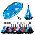Wholesale Double Layer Inverted Reverse Inverse Umbrella with C-Shaped Handle Anti-UV Waterproof Windproof Umbrellas