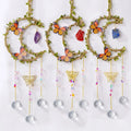 Hemp Rope Sun Catcher with Natural Crystal Butterfly Moon Garden Light Hanging Wind Chime Wholesale Ornament
