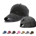 Sports Denim Ponytail Baseball Caps Unisex 6-Panel Common Fabric Distressed Washed Dad Hat Adjustable Metal Buckle Gorras