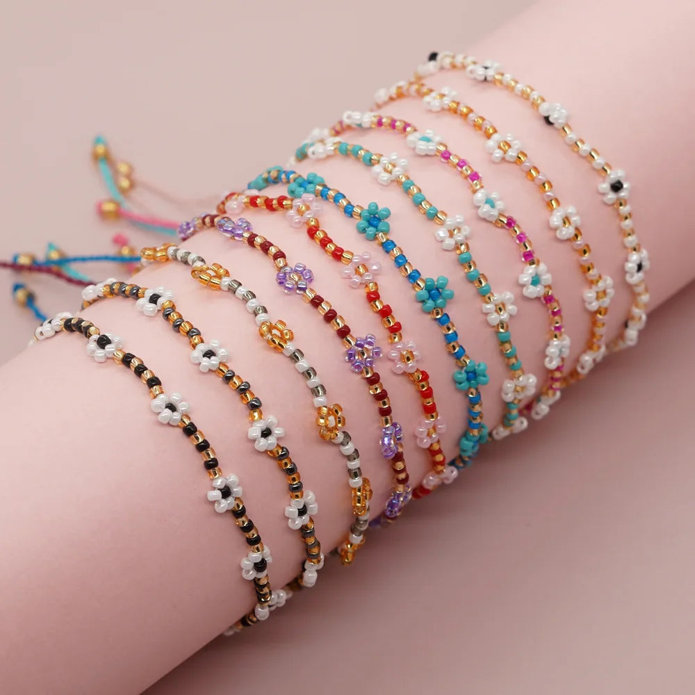 Go2boho Daisy Boho Jewelry Handmade Bohemian Fashion Trendy Seed Beaded Friendship Bracelets for Women Happy Gift