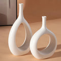 Nordic Modern White and Black Ceramic Vase for Home Decor Desktop Interior Decorative Ceramic Hollow Out Flower Vase