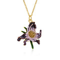 YBO 18K Gold Plated Baking Painting 925 Sterling Silver Fine Jewelry Pendant Fashionable Flower Lily Stylish Weddings Parties