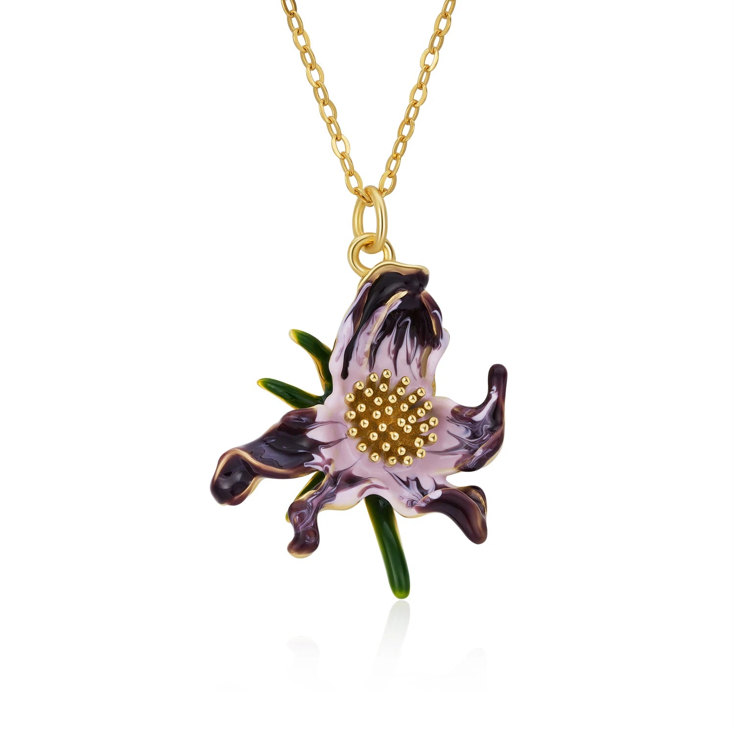 YBO 18K Gold Plated Baking Painting 925 Sterling Silver Fine Jewelry Pendant Fashionable Flower Lily Stylish Weddings Parties