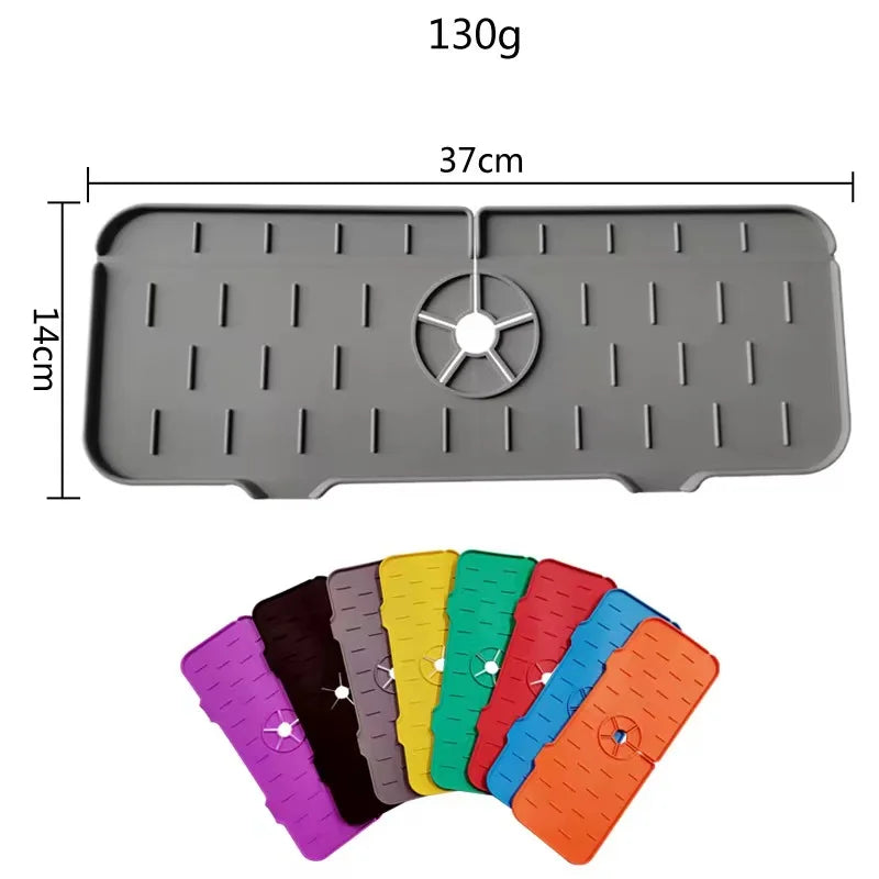 Classic Eco-Friendly Silicone Faucet Sink Mat Splash Guard Catcher Absorbent Catching Drying Mat for Kitchen Counter