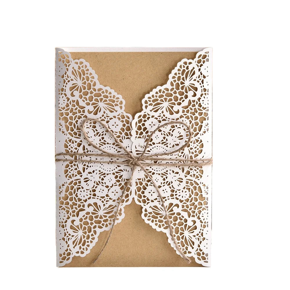 Marriage Invitation Card Brown Paper Laser Cut Paper