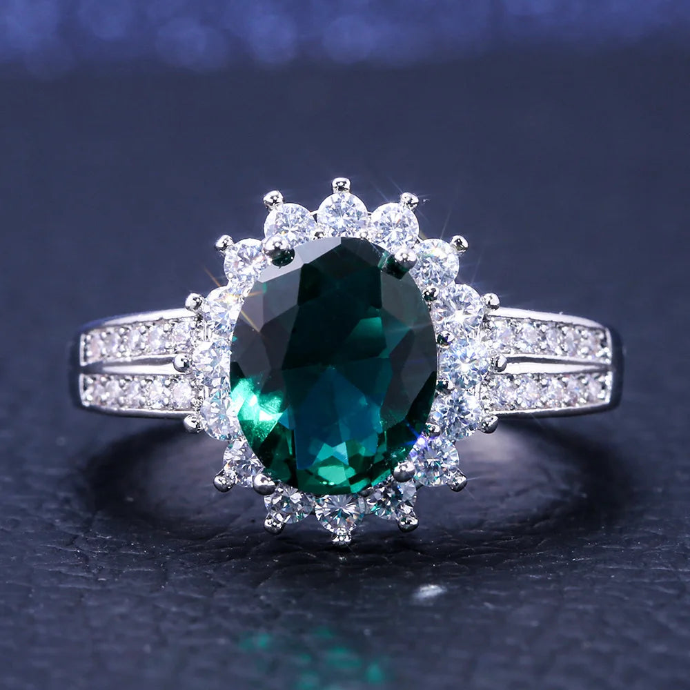 CAOSHI Luxury Dainty Female Rings for Women Wedding Rings Jewelry Gifts Green Zirconia Ring Women