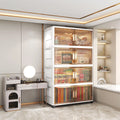 Household Thickened Clear Plastic Foldable Storage Box Large Size 75cm Width Double Doors Folding Stackable Storage Cabinet