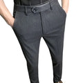 Men's Business Formal Suit Pants Straight Mid Casual 100% Polyester Anti-Wrinkle Breathable Summer Drape Embroidery Elastic