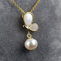 Certified Dragonfly Pearl Pendant With Chain Freshwater Pearl Necklace 7-8Mm Steamed Bread Round White Pearl Choker Simple