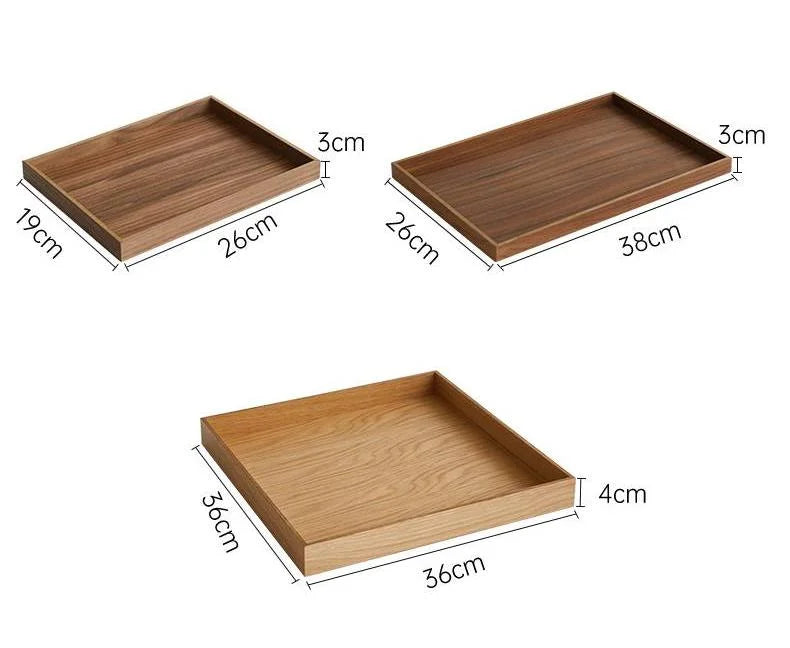 Solid Wood Antique Polished Tray Set of 3 Pieces Handle Eco-Friendly Multifunction Luxury Business Gift Home Decor