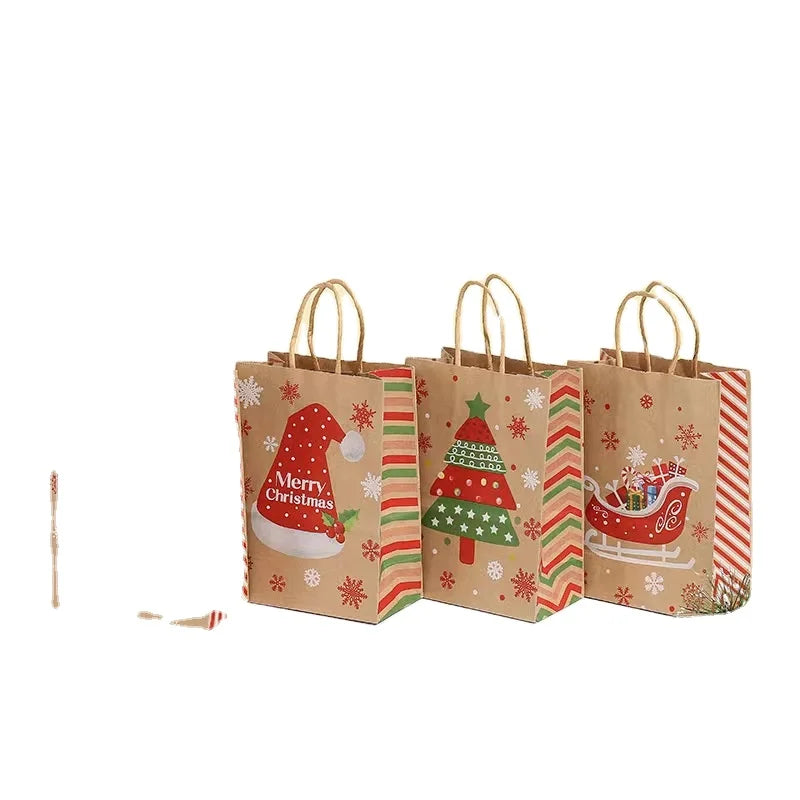 Customization Printing Kraft Holiday Gift Paper Packing Bags for Bread Sandwich Holiday Gift Paper Bags From Factory Supplier