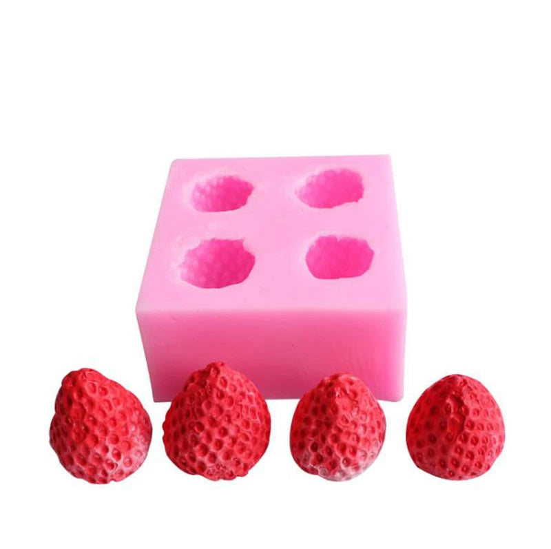 Eco-Friendly 3D Strawberry  Fondant Moulds Food Grade Silicone Strawberry Tray Pop Mold for Cake Decoration