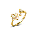 925 Sterling Silver White Flower Shape Adjustable Open Gold Plated Zircon Knuckle Finger Rings Fashion Jewelry for Women