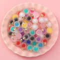 Wholesale Jelly Frosting Acrylic Round Ball Beads Half Hole Glitter Beads for Earrings Pendant Making Accessories