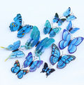 Party Decoration Adhesive Blue Double Layer 3d butterfly Wall Stickers