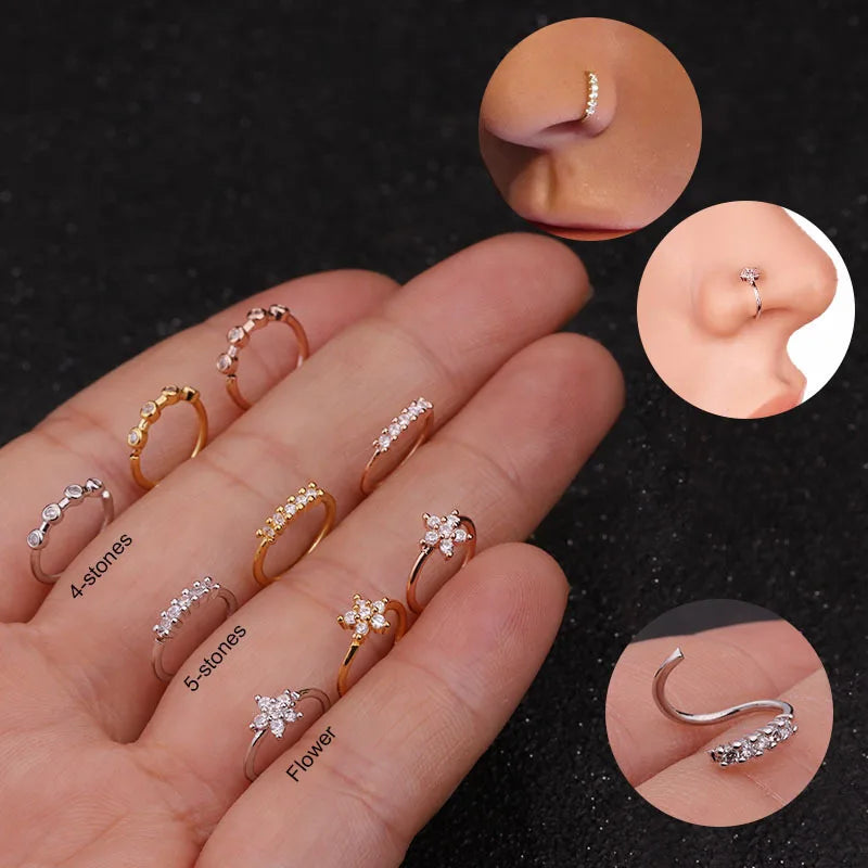 Nose Cuffs Zirconnose Ring Piercings New Product Ideas Nose Rings Surgical Steel Nose Cuff Piercing Jewelry