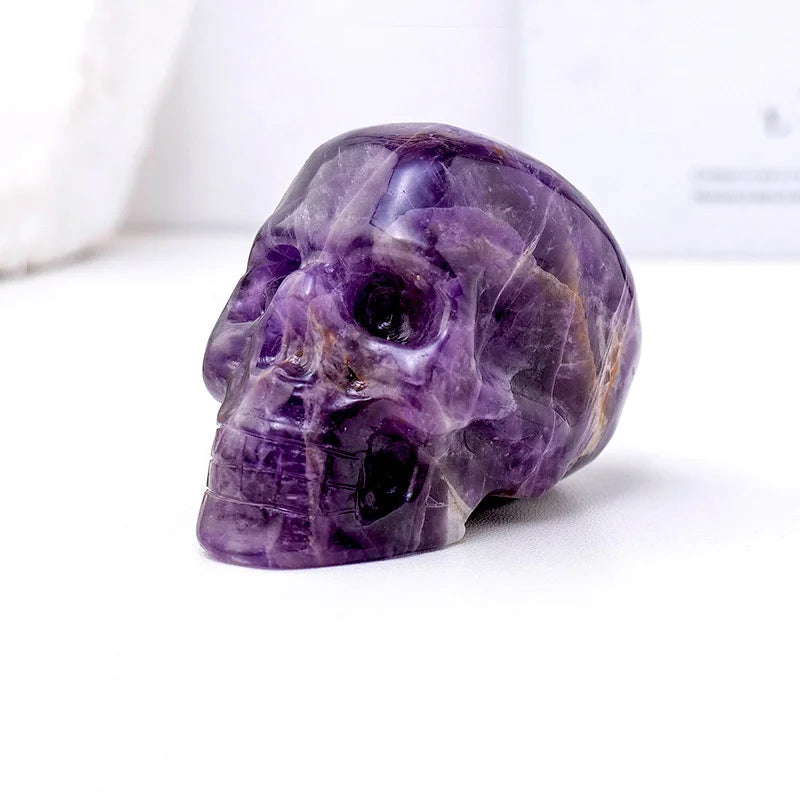 Wholesale 3inch Hand Carved Natural Crystal Purple Amethyst Crystal Skulls for Decoration