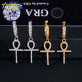 Men Hip Hop Cross Style Drop Earrings Fine Jewelry Gold Plated 925 Sterling Silver Iced Out VVS Moissanite Earrings