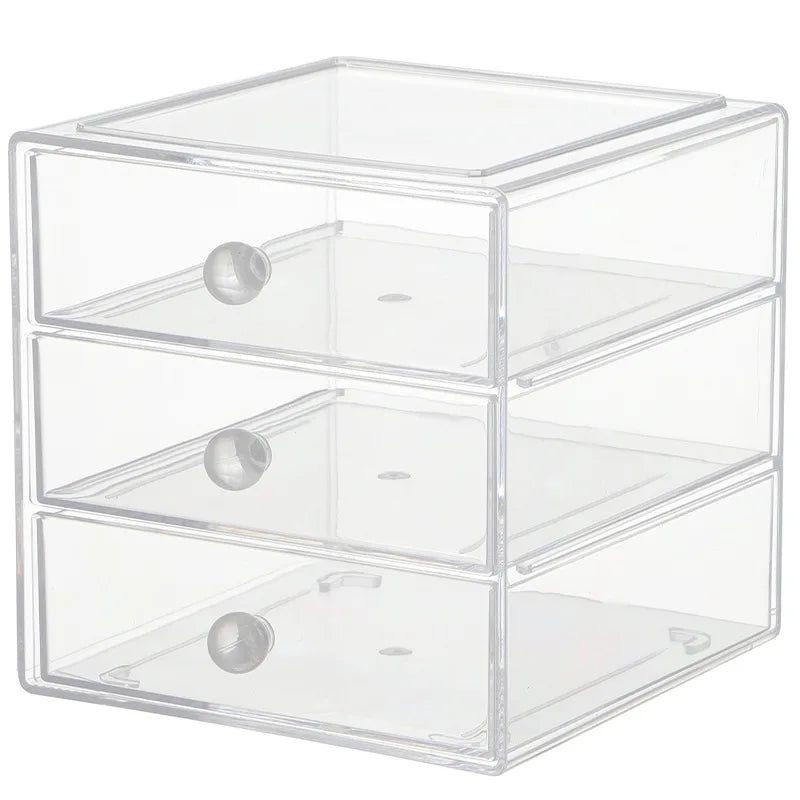 High-quality Clear plastic Box with Drawers Stackable Cosmetics Office Desktop Makeup Organizer Storage Display Case