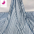 HY2130 African Lace Fabric With Beads and Sequin for Bridal Dress Sea Blue Laces Fabrics for Women From Factory