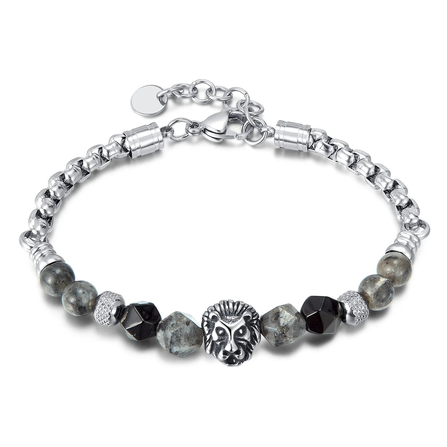Engravable Couple Stainless Steel Bracelet Creative Titanium Steel Men Natural Stone Jewellery Valentine's Day Gift