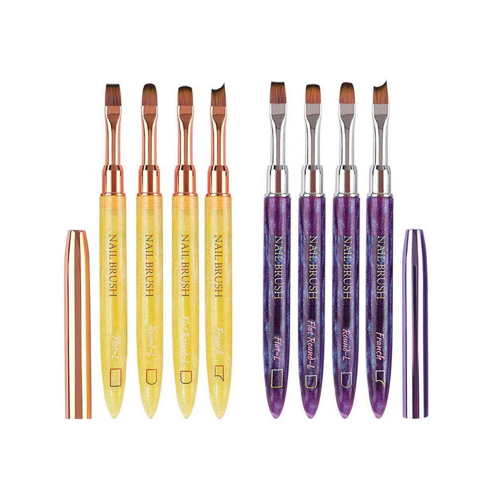 Hot Selling Professional Nylon Acrylic Nail Brushes Set 3D Nail Art Tips Builder Brush UV Gel Acrylic Nail Polish Brush Kit