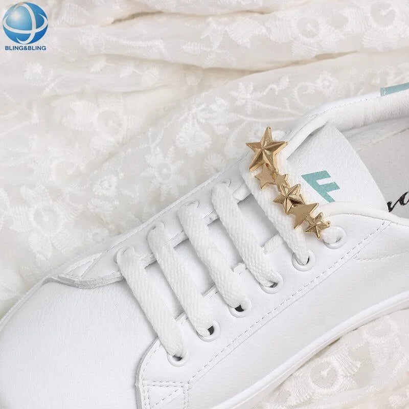Gold Five-pointed Star Metal Shoe Lace Charms for Women Men Fashion Sneakers Upper Decoration Accessories