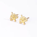 18k Gold Plated Wishing Tree Stud Earrings Christmas Tree Stainless Steel Earrings Flower Hypoallergenic Waterproof Earrings