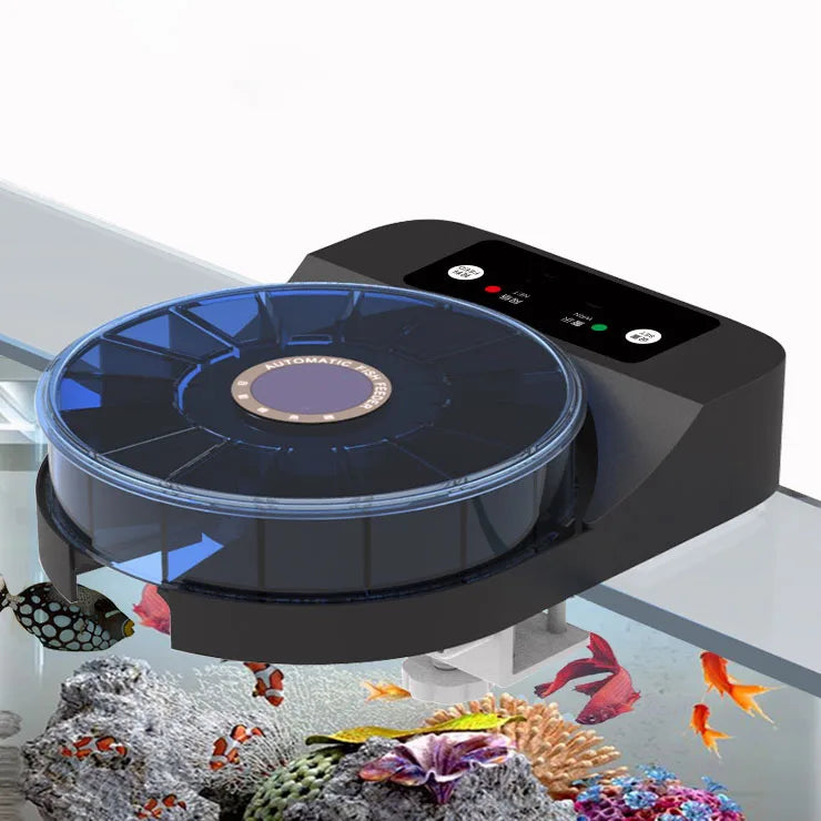 Best Selling Rechargeable Automatic Fish Feeder for Big Pond Smart Small Size Aquarium Equipment Plastic Fish Feeder Farming