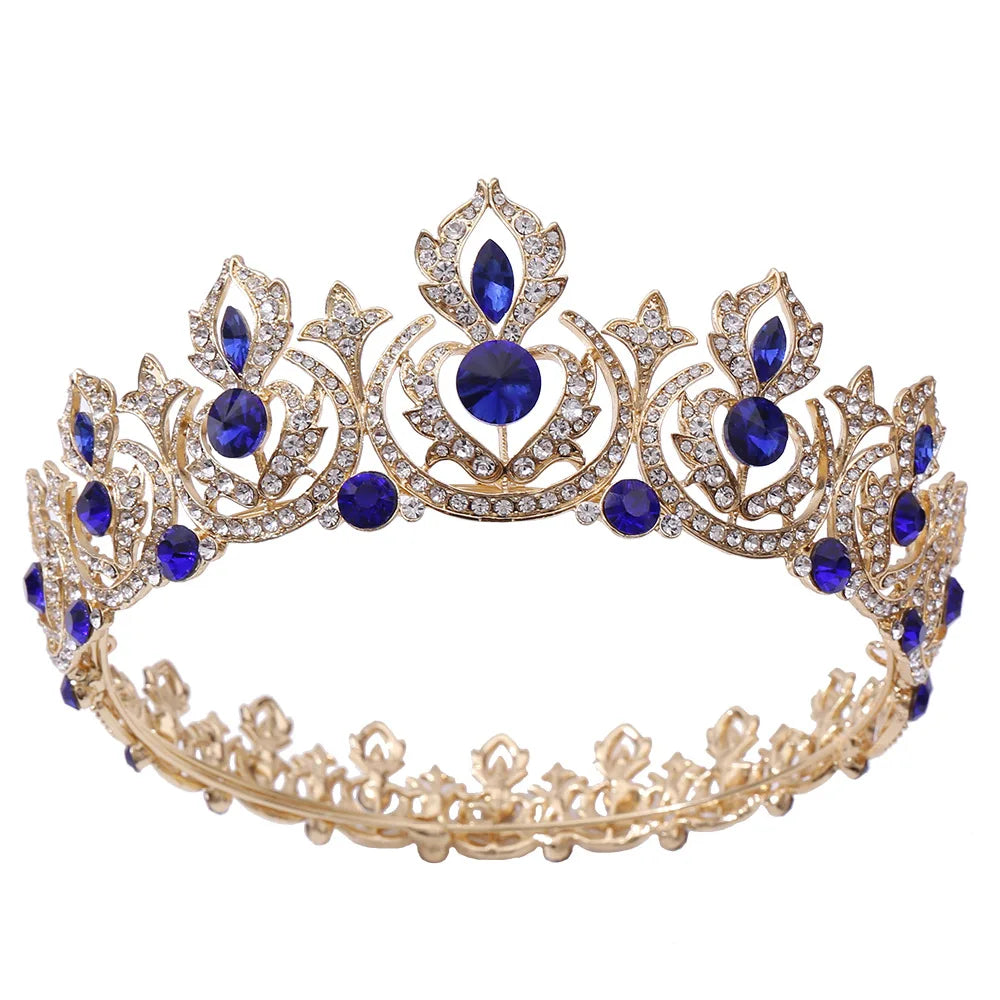 Royal Rhinestones Princess Tiara Wedding Queen Crown Full Round Pageant Crowns