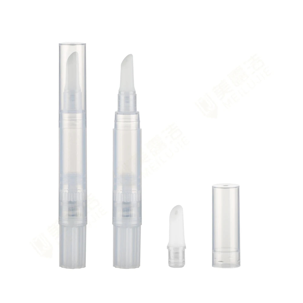 Empty Plastic Cosmetic Pen Container 4ml Lip Gloss & Eye Cream Tube Twist Pen with Silicone Tip for Skin Care & Makeup Tools