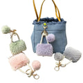 Cute Bag Charm Keychain Pom Pom Key Chains Fur Ball Pompom Keyring Pearl Pendant Luxury Mini Bag Keychain Plush Handbag Keychain