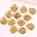 12 Zodiac Sign Gold Plated Pendant Stainless Steel Charms Classic Charms Jewelry Design Unisex Jewelry for Gifts Making Necklace