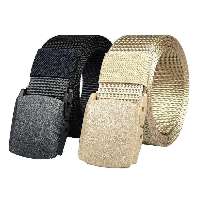 Outdoor Tactical Waist Belt Men's Canvas Leisure Belt Casual Nylon Waistband Durable Plastic Buckle Training Belts 120x3.8cm