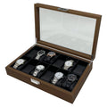 Luxury Black Walnut Wood Design 12 Slot Watch Display Show Storage Box with PU Leather Cushions