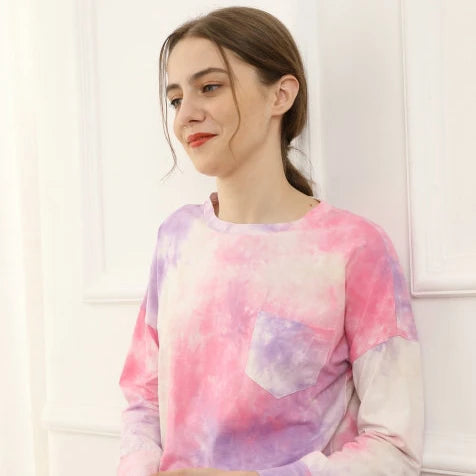 Fung H0088 Stock Available NEW Trends Long Sleeve&Long Pants Cotton Tie Dye Pjs Set MegaBDM