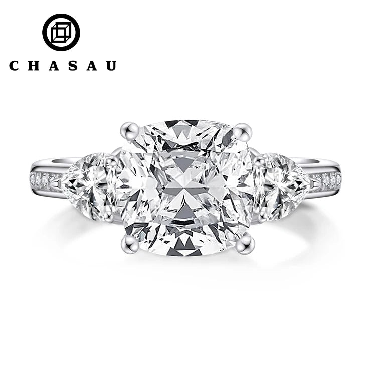 New Design Cubic Zircon 925 Sterling Silver CZ Diamond Wedding Engagement 3-store Rings for Women