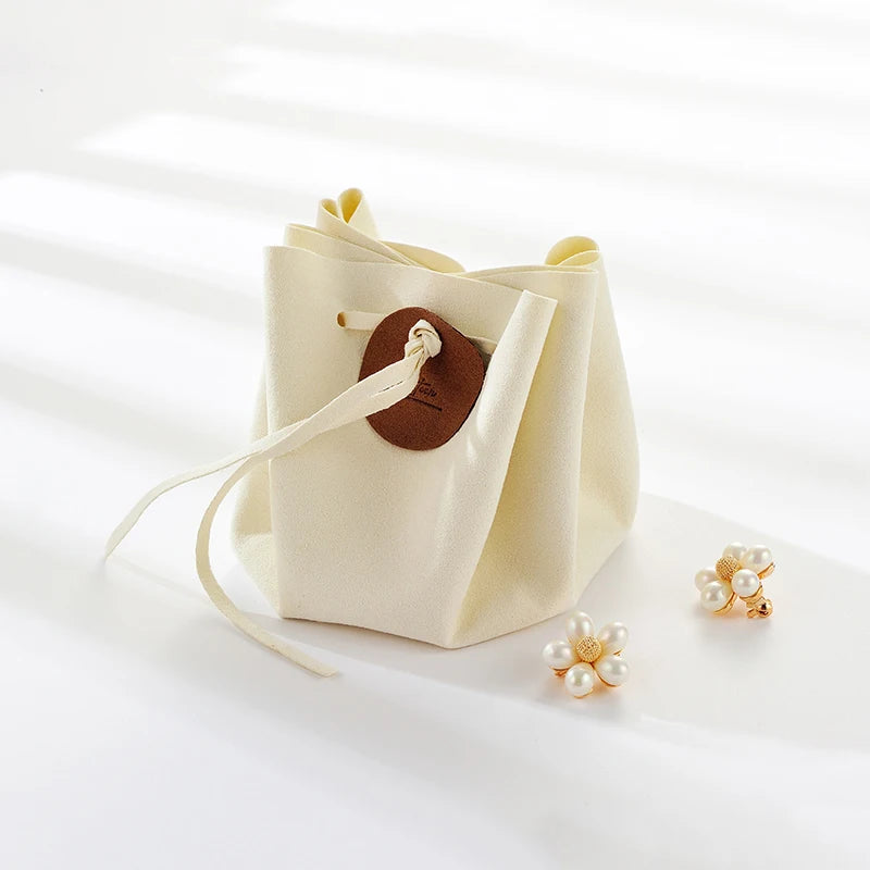 Custom Logo Necklace Pearl Bracelet Microfiber Velvet Packing Jewelry Bag Big String Handbag Jewellery Dust Drawstring Bag