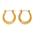 Waterproof Vintage Style Earrings Hoop Bezel Jewelry 18K Gold Planted Huggie Pearl Earring for Women