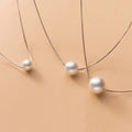 High Quality Simple Design S925 Sterling Silver Shell Pearl Beads Pendant Choker Necklace Women Girl D7461