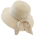 2026 Wholesale Summer Wide Brim Straw Hat Ladies Woven Foldable Sun Hat With Big Bow Knot for Women Hats
