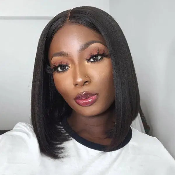 Brazilian Super Double Drawn Bob Wig 300% Density 8 Inch Short Virgin Hair 13x4 Full Frontal Bob Wig