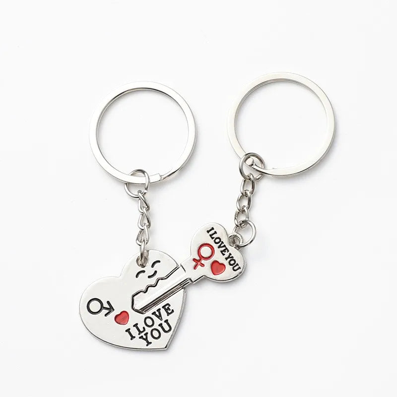 Spot Supplies Giveaway Metal Keychain Advertising Classic Heart to Key Metal Keychain Lover