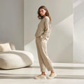 Women's Minimalist Wool-Cashmere Two-Piece Knitwear for Home and Travel a Stylish Lounge Sweater Set