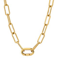 Long Link Necklace Gold Chain Necklace for Men Women Stainless Steel Runway Buckle Hiphop Necklace Jewelry