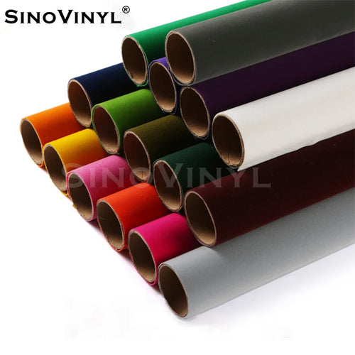 0.5x25M Flock Heat Transfer Vinyl HTV Roll Colorful Self Adhesive Iron on Film for T-Shirts