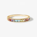 LOZRUNVE Fashion Jewelry 925 Sterling Silver Square Rainbow Ring Gold Plated