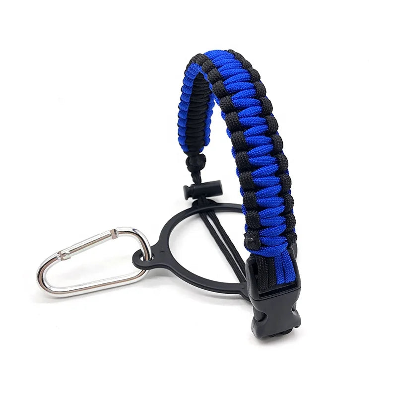 Survival Equipment Wide-Mouth Flask with Blue Paracord Bottle Handle Homemade Sports & Entertainment Product