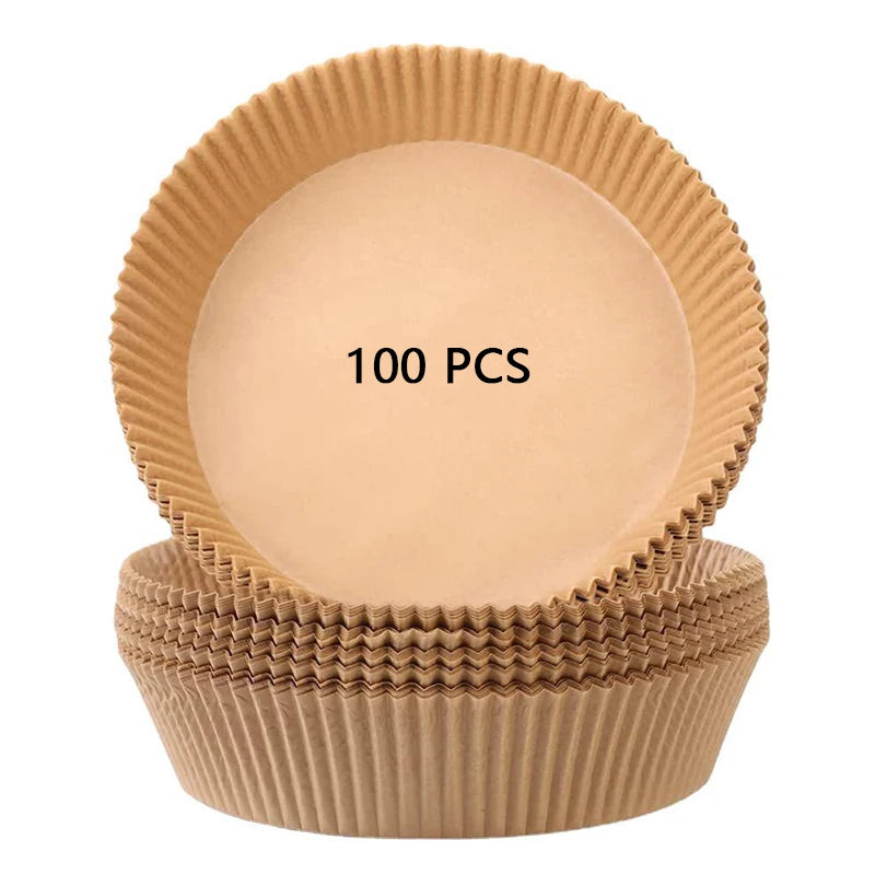 20CM 100PCS/Pack Air Fryer Parchment Paper Liners Non-stick Basket Mat Frying Pan Disposable Air Fryer Paper Liners