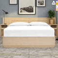 Modern Double Bed Walnut Oak Finish King Queen Sizes Panel Batten Headless Design for Bedroom Hotel Apartments Storage
